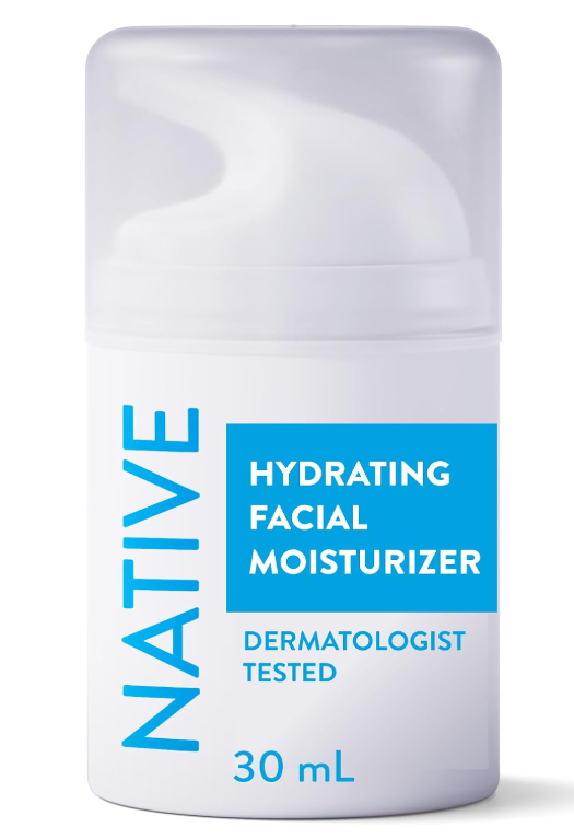 Native Hydratant hydratant pour le visage pour peaux sèches, sans silicone, sans parfum, avec vitamine B3 et beurre de karité, testé dermatologiquement, 50 ml