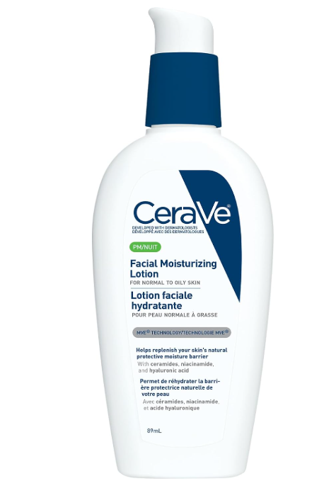 CeraVe Lotion hydratante pour le visage Pm | Ultra légère, hydratante de nuit pour le visage avec acide hyaluronique | Sans parfum, 89 ml (1 paquet)
