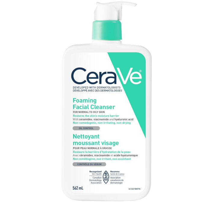 CeraVe Nettoyant moussant pour le visage avec niacinamide et acide