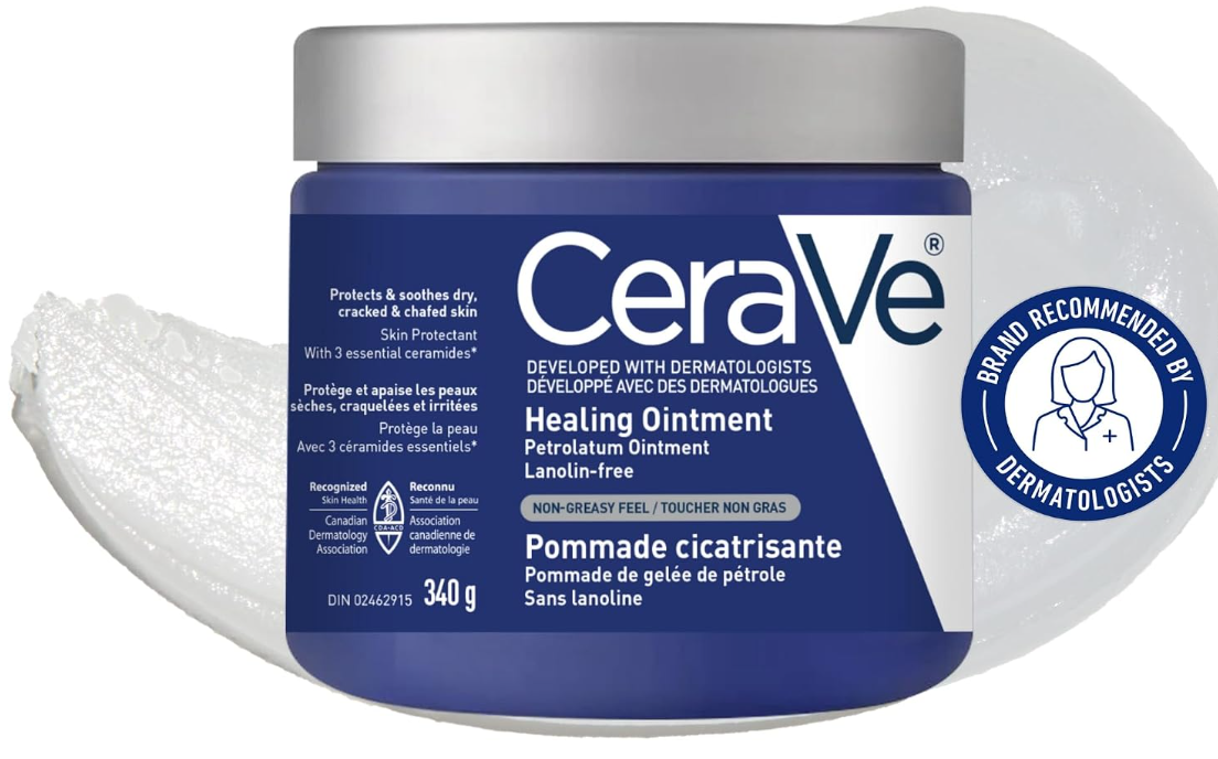 CeraVe Baume apaisant, protecteur cutané pétroléum hydratant pour peaux sèches avec acide hyaluronique